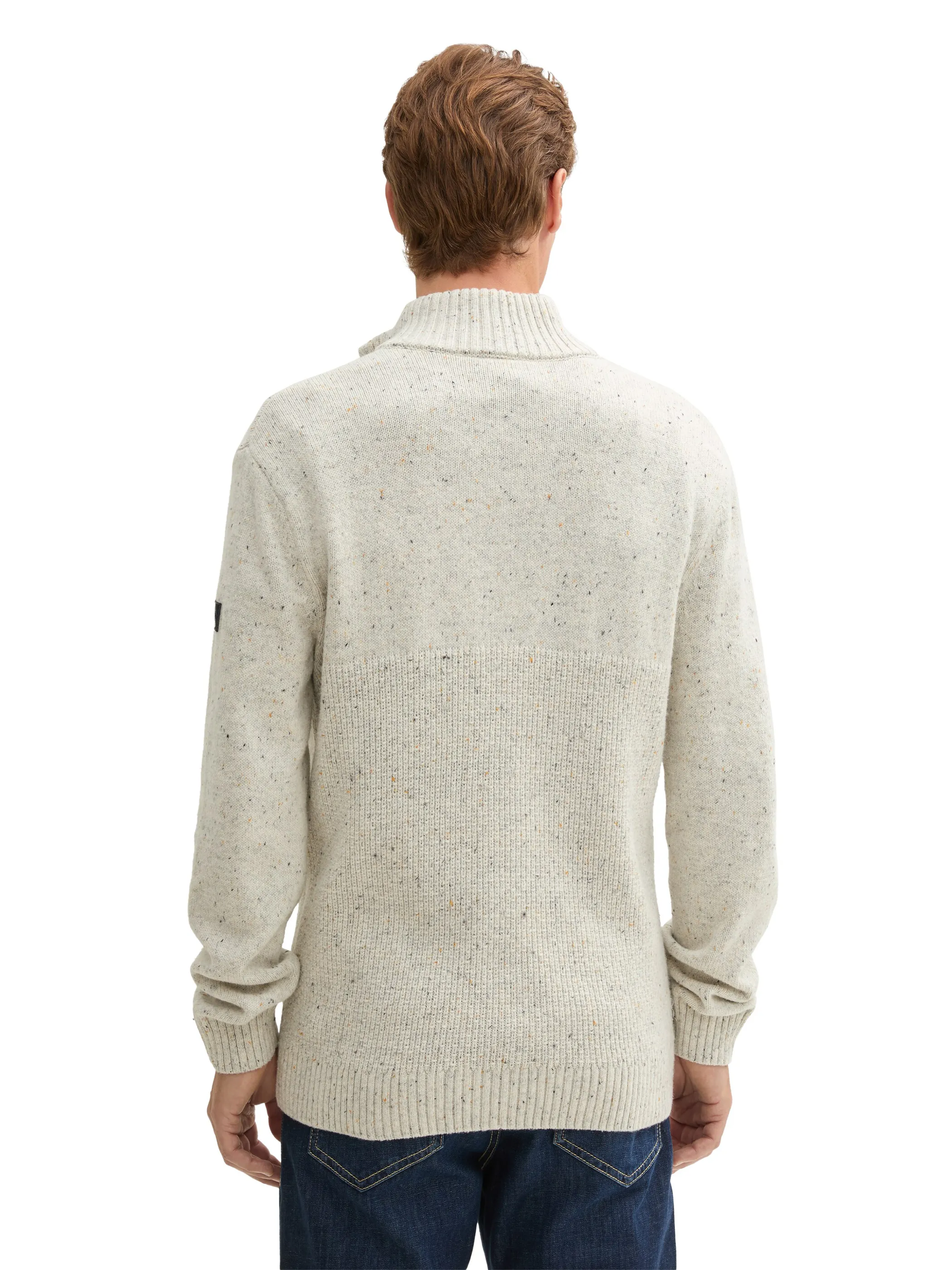 Tom Tailor 1044462 structure mix nep knit troyer Weiß 903287 36943 2